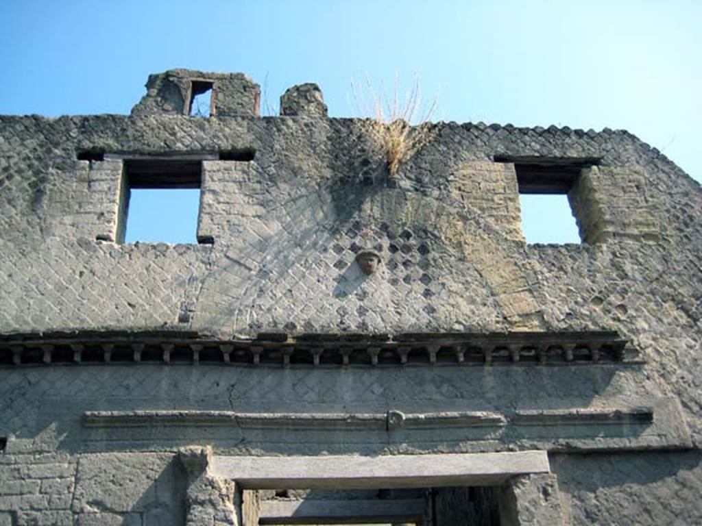 VI.29 Herculaneum. July 2009. Upper floor above doorway. Photo courtesy of Sera Baker.